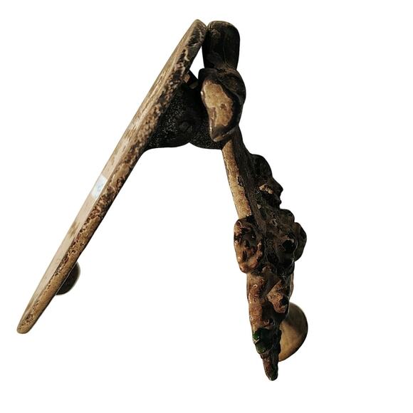 Antique 20s Hubley Cast Iron Flower Basket Ribbon Door Knocker Cream Gently Used - Picture 5 of 9